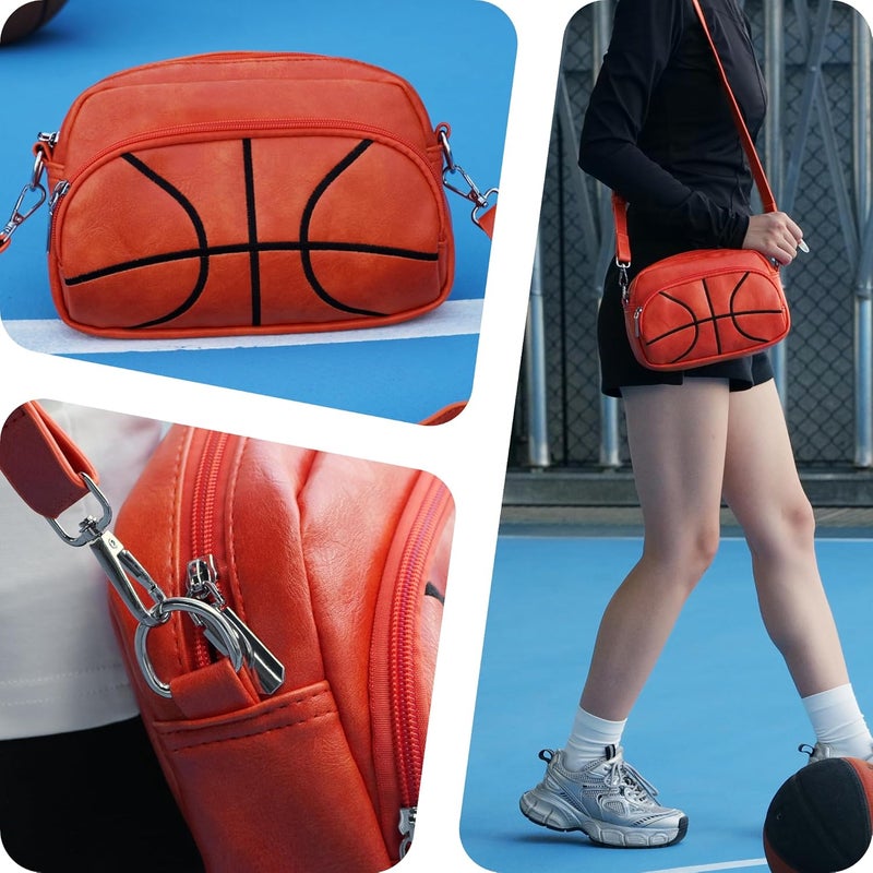 Halftime Handbags Basketball Crossbody Purse Bag for Women – Faux Leather Sporty Stadium Events Handbag with Adjustable Strap, Trendy Cross Body Shoulder Purse for Girls, Athletes & Basketball Lovers, Thanksgiving Gift - Image 5